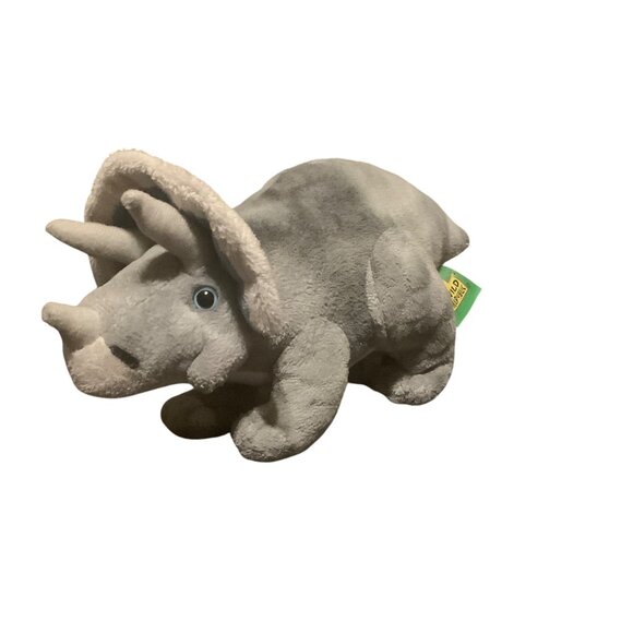 Wild Republic Triceratops Dinosaur Plush Toy 11”x6” Gray & Blue Stuffed Animal - Picture 2 of 7